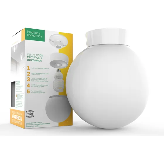 1 Lámpara Esfera 24cm Ø Diámetro Pantalla Cubrefoco Led&fluo