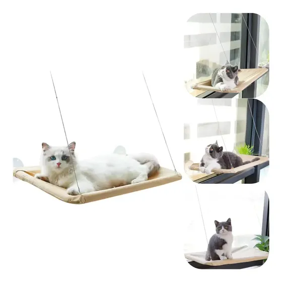 Cama Caminha De Janela Para Gatos Com Ventosas Suspensa Rede