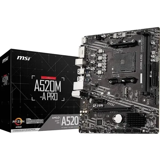 Placa Madre Msi A520m-a Pro Am4 Negro