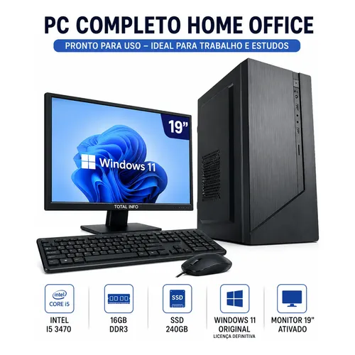 Pc Home Office Intel I5 3470-16gb - Ssd 240gb - Windows 11