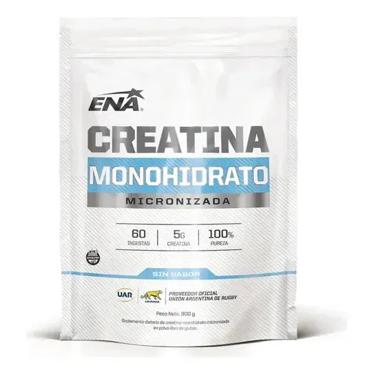 Creatina Monohidrato Ena Sport 300g Micronizada - 60 Servicios - Potencia Masa Muscular Y Rendimiento Deportivo