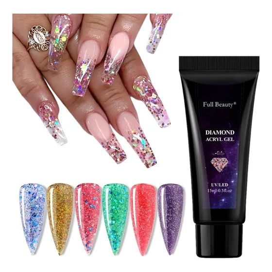 Set Polygel Glitter Uñas Brillante Con Estilo