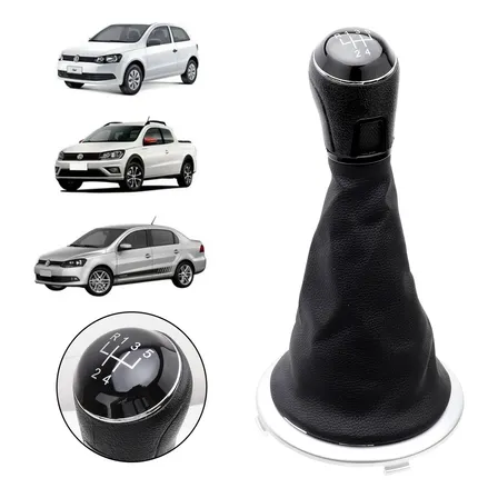 Manopla + Coifa Marcha Gol Sav Voy G5 G6 G7 Preto Com Prata