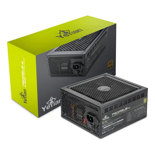 Fuente de Poder Yeyian Pegasus 850W, 80 Plus Gold, Modular 20+4 pin, ATX 3.0 140mm, Conectores Pcie 6, Sata, Molex, Para Tvideo Nvida, Amd ,YFG-85031-01