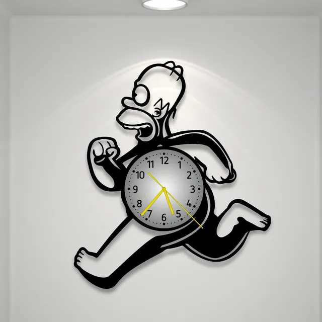 Reloj De Pared Deco Homero Simpson En Madera Mdf Negro 30 Cm