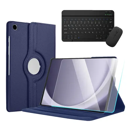 Kit Capa Tab A9+ Sm-x210 X216 X218 11 360o Teclado Mouse Azul