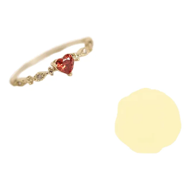Anillos Circonita De Corazón Rojo Rubí Mujer,plata De Ley925