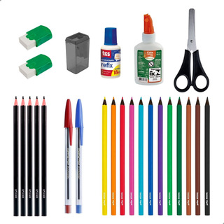 Kit Material Escolar Lapis Cor Canetas Borrachas + Itens Kit Material Escolar Lapis Cor Canetas Borrachas + Itens