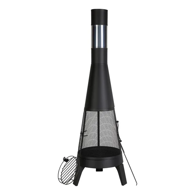 Chimenea Fogón De Leña 20puLG Parrilla Integrada Malla Grill