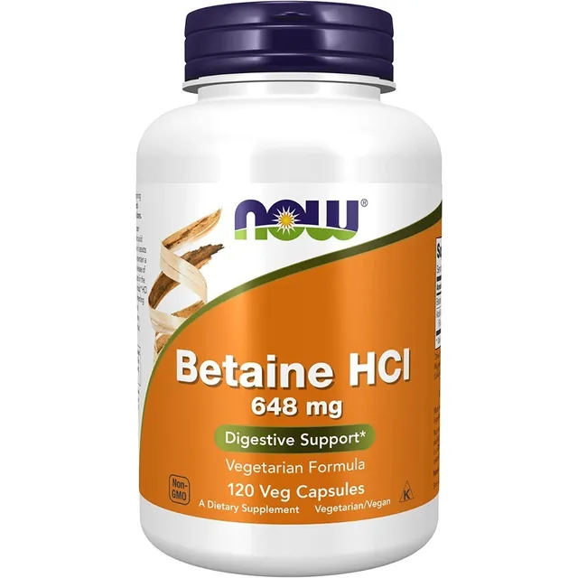 Now Foods Betaine 120 Cápsulas Veganas Sabor Betaina HCL