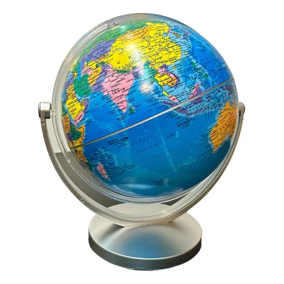 Globo Terraqueo 14cmø Multigiro Politico Actualizado Gloter Base Gris Globo Celeste