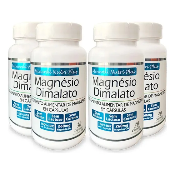 Kit 4 Frascos Mineral Nutri Plus Magnésio Dimalato