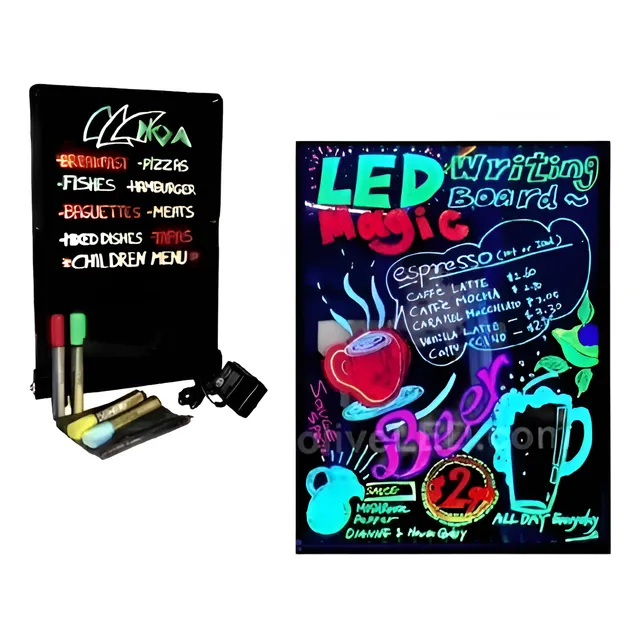 Pizarra Led Luces De 50 X 70cm Publicidad +8 Plumones Gratis