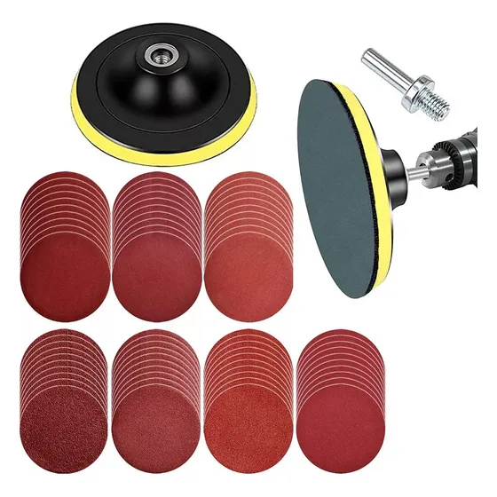 Kit Disco Base Velcro +100 Lija 5 Pulgadas Pulir Taladro 