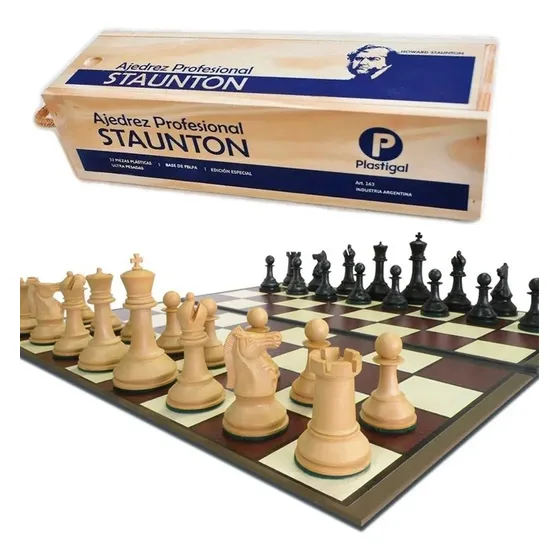 Ajedrez Staunton Caja Madera Ultra Pesado Tablero Rígido