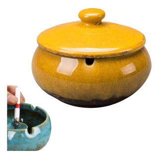 Cenicero Cerámico Vintage Con Tapa -antiolor Y Cortavientos Cenicero Cerámico Vintage Con Tapa -antiolor Y Cortavientos