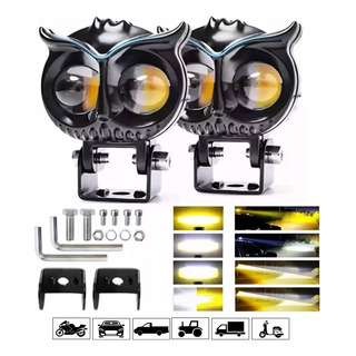 Faros Auxiliares Led Lupa Para Moto Auto Doble Color 4 Modos Faros Auxiliares Led Lupa Para Moto Auto Doble Color 4 Modos