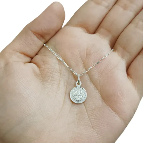 Cadena Forcé Plata 925 Dije San Benito Chico Comunión