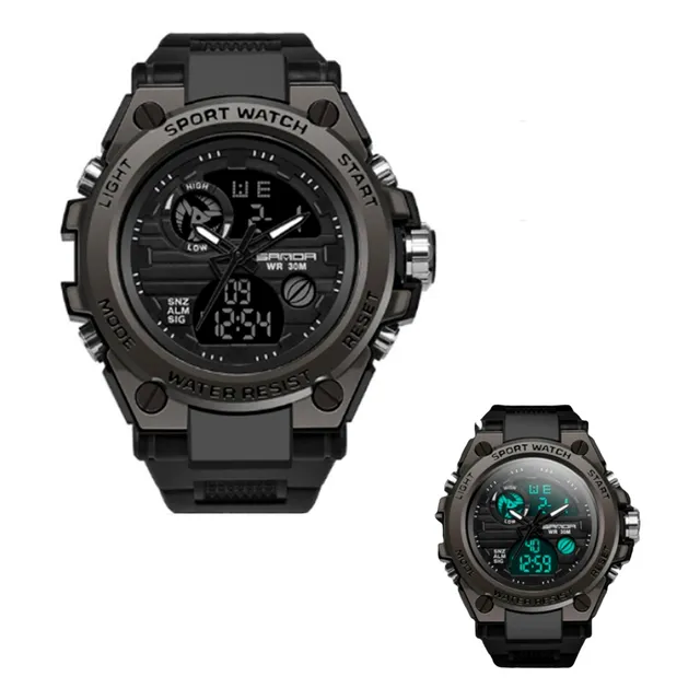 Reloj Hombre Sanda 739 Negro Analógico Digital Impermeable
