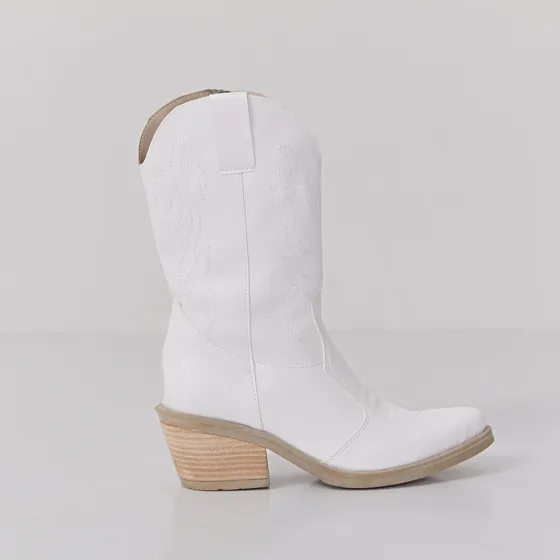 Texana Mujer Caña Media Blanca Vaccari