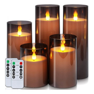 Homemory Gray Flickering Flameless Candles, Battery Opera... Homemory Gray Flickering Flameless Candles, Battery Opera...