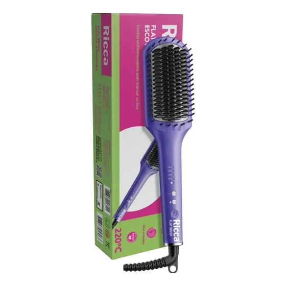 Flat Brush Escova Alisadora 4 Temperaturas 127/220V Ricca 127/220V