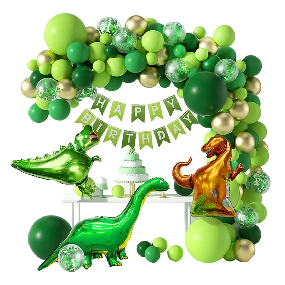 Dinosaurios Globos Verde Metálicos Decoración De Cumpleaños