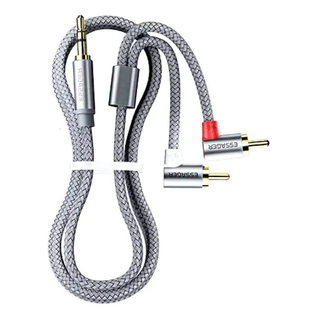 Auxiliar Jack 3.5mm A 2 Rca Macho Calidad Nylon 2mts Essager