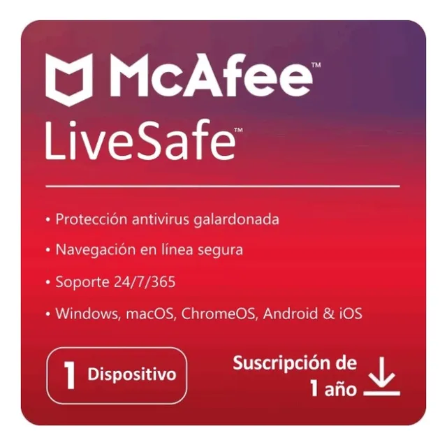 Mcafee® Livesafe® 1 Dispositivo 1 Año