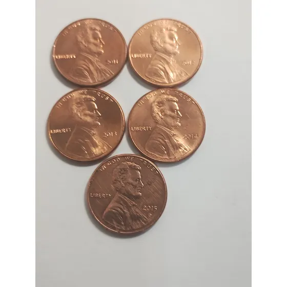 Kit Com 5 Moedas One Cent 2011 Á 2015 Eua Mbc
