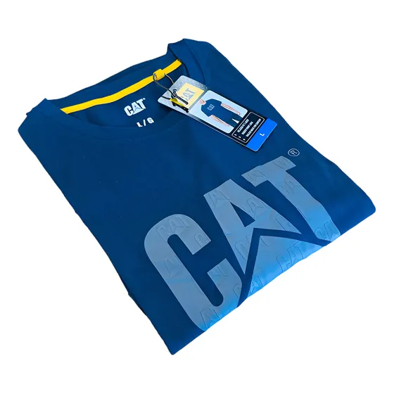 Camiseta Caterpillar Azul Con Estampado Cat Con Relieve, Xl