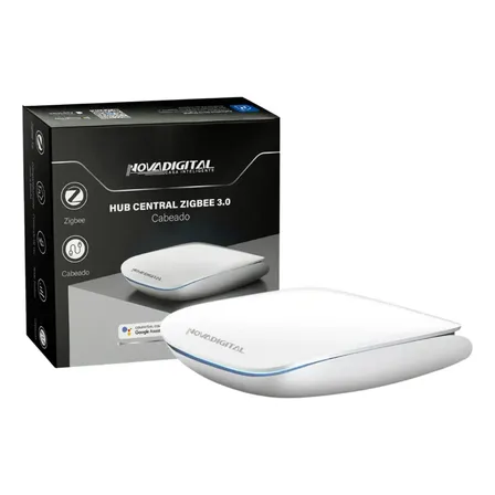 Hub Zigbee 3.0 Novadigital Hnz-cb Para Automação Smart Life E Tuya Com Conexão Cabo Rj-45 Branco