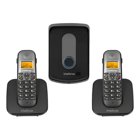 Porteiro Interfone Sem Fio Tis 5010 Intelbras C/ 2 Telefones Preto Bivolt