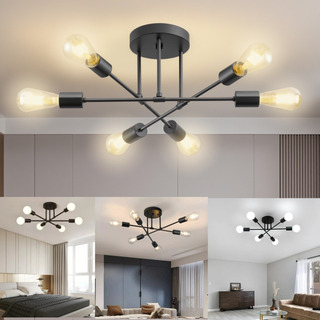 Lámpara De Techo Moderna Colgante De 6 Luces Para Sala Negra Lámpara De Techo Moderna Colgante De 6 Luces Para Sala Negra