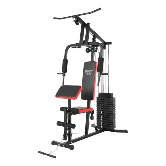 Multigimnasio Multigym Body Skull Home Gym Minigym Usuarios 150 Kg Y Pesas Por 70 Kg Negro Con Rojo