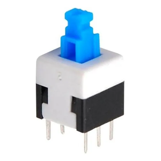 Kit 5 Unidades Botão Mini Push Button 0149-1 6t C/trava 8x8