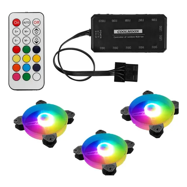 Kit 3 Fan Cooler Argb 120mm+ Controladora+ Control Remoto