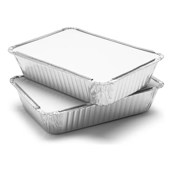 Bandeja Aluminio F100 Con Tapa De Carton 22x16x5 X50 Color Plateado