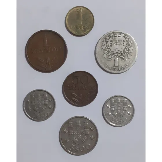 Lote 7 Moedas Portugal 0,5 / 1 / 2,5 / 5 Escudos
