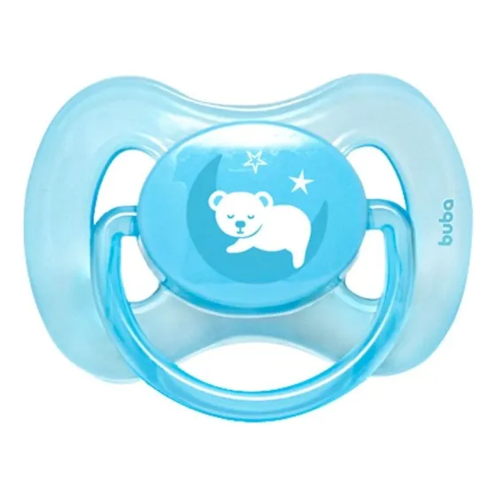 Chupeta Bebê Bpa Free +6 M Tamanho 2 Comfort Ursinho Buba Cor Azul Período de idade + 6 meses