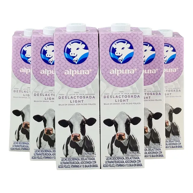 6pz Leche Alpura Deslactosada Light De 1lt Paquete - Sm
