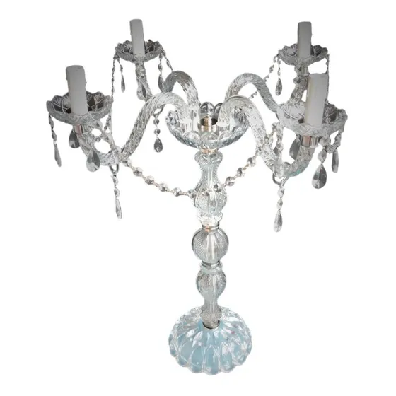 Candelabro De Vidrio 4 Luces Con Caireles