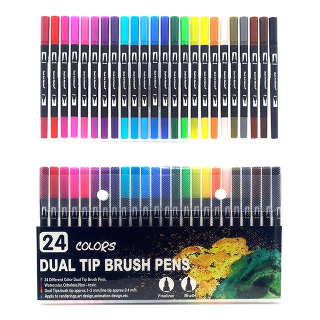 Plumones Dual Brush Pens Marcadores Doble Punta 24 Colores