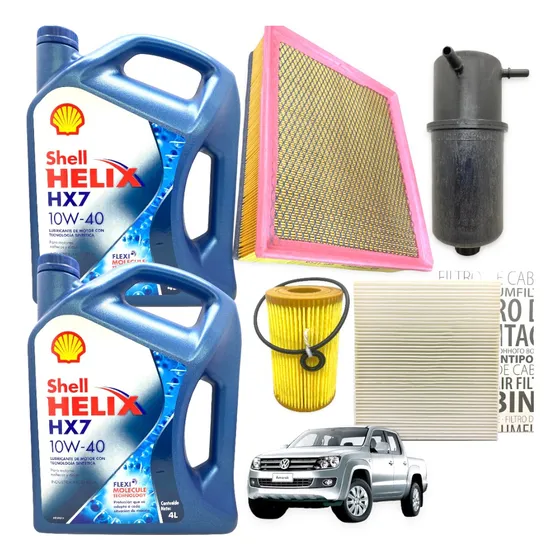 Kit Service 4 Filtros Amarok 2.0 + Aceite Shell 2010 A 2015