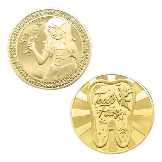 Moeda Fada Do Dente Leite Tooth Fairy Dourado Case Acrílico