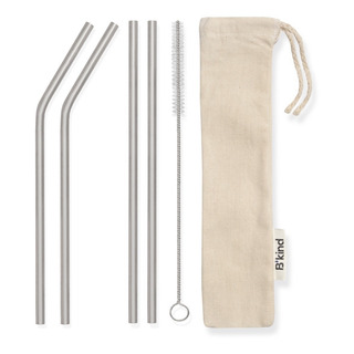 Kit B'kind - 4x Eco Canudo De Aço Inox Metal Reutilizável Kit B'kind - 4x Eco Canudo De Aço Inox Metal Reutilizável