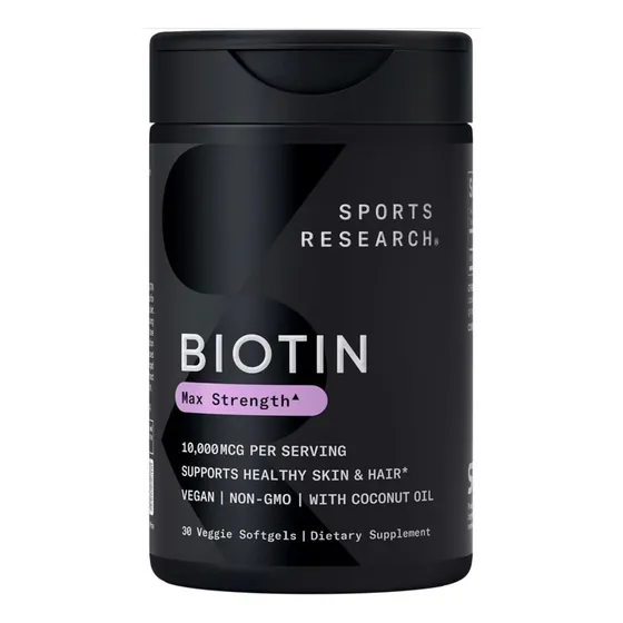 Biotina (10,000 Mcg) Con Aceite De Coco El Cabello, La Piel
