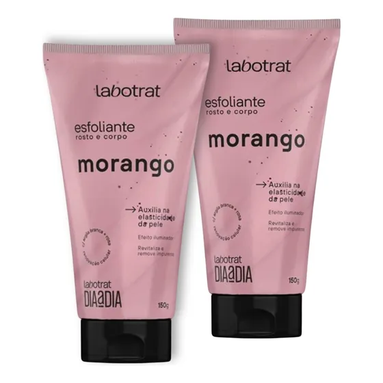 2 Uni Esfoliante Morango Corpo E Rosto 150g Labotrat