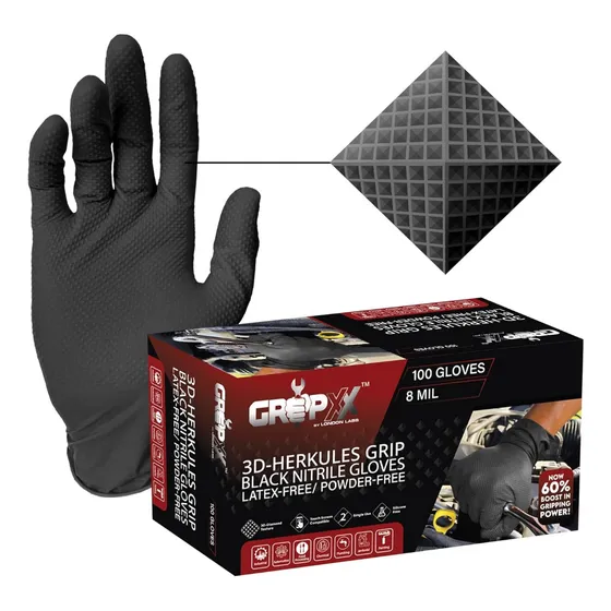 Guantes De Nitrilo 8 Mil Micras Trabajos Pesados Caja 100 Un