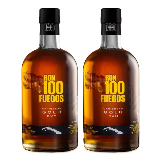 Ron 100 Fuegos Oro De 750ml X 2 Uni.